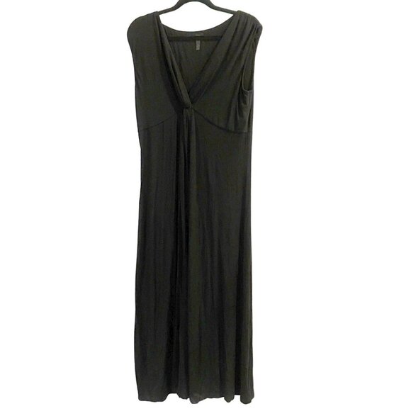 Soma Intimates Black Cap Sleeve Knot Front Midi Dress Stretchy Sz Extra Large XL - Picture 1 of 4